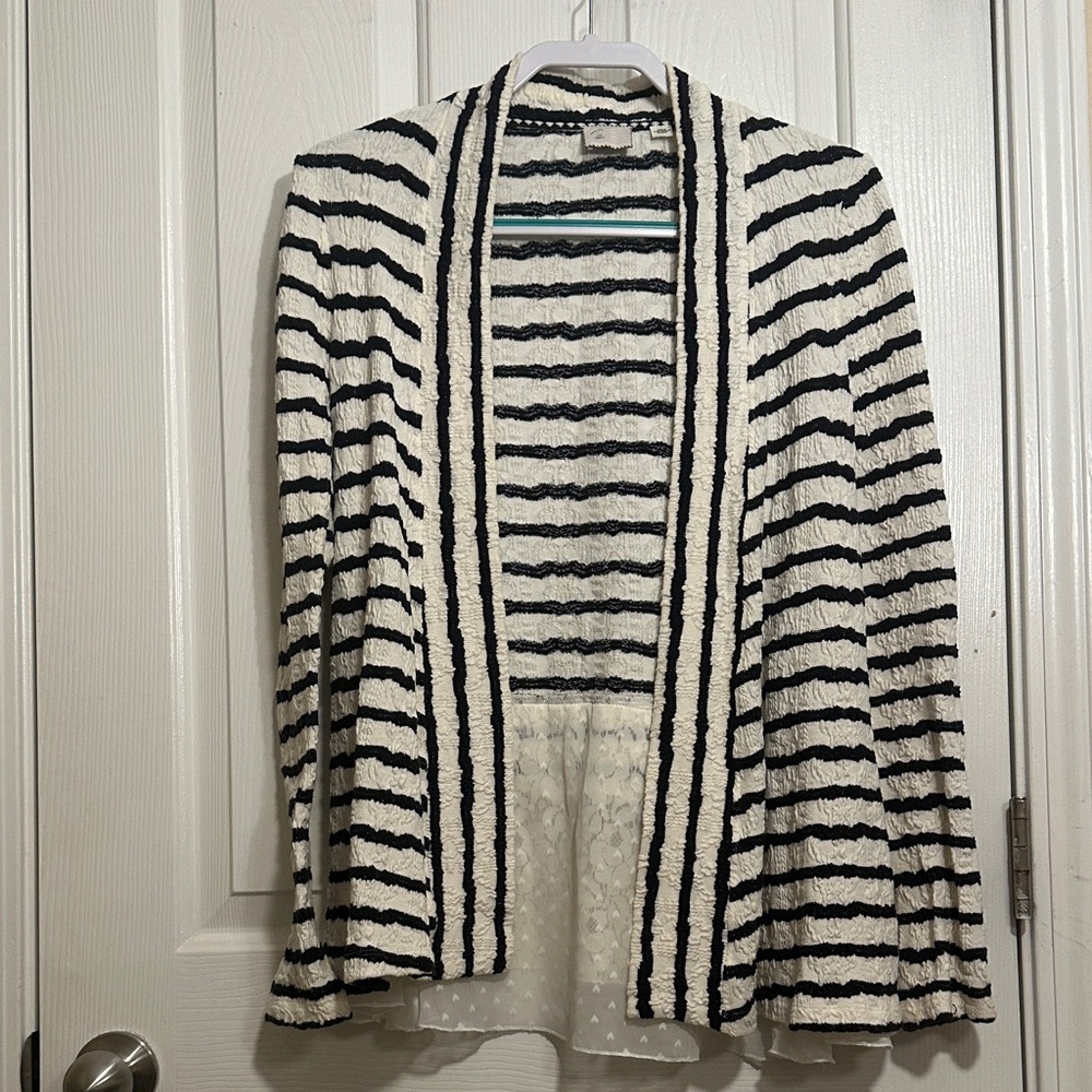 Anthropologie Black and White Striped Cardigan